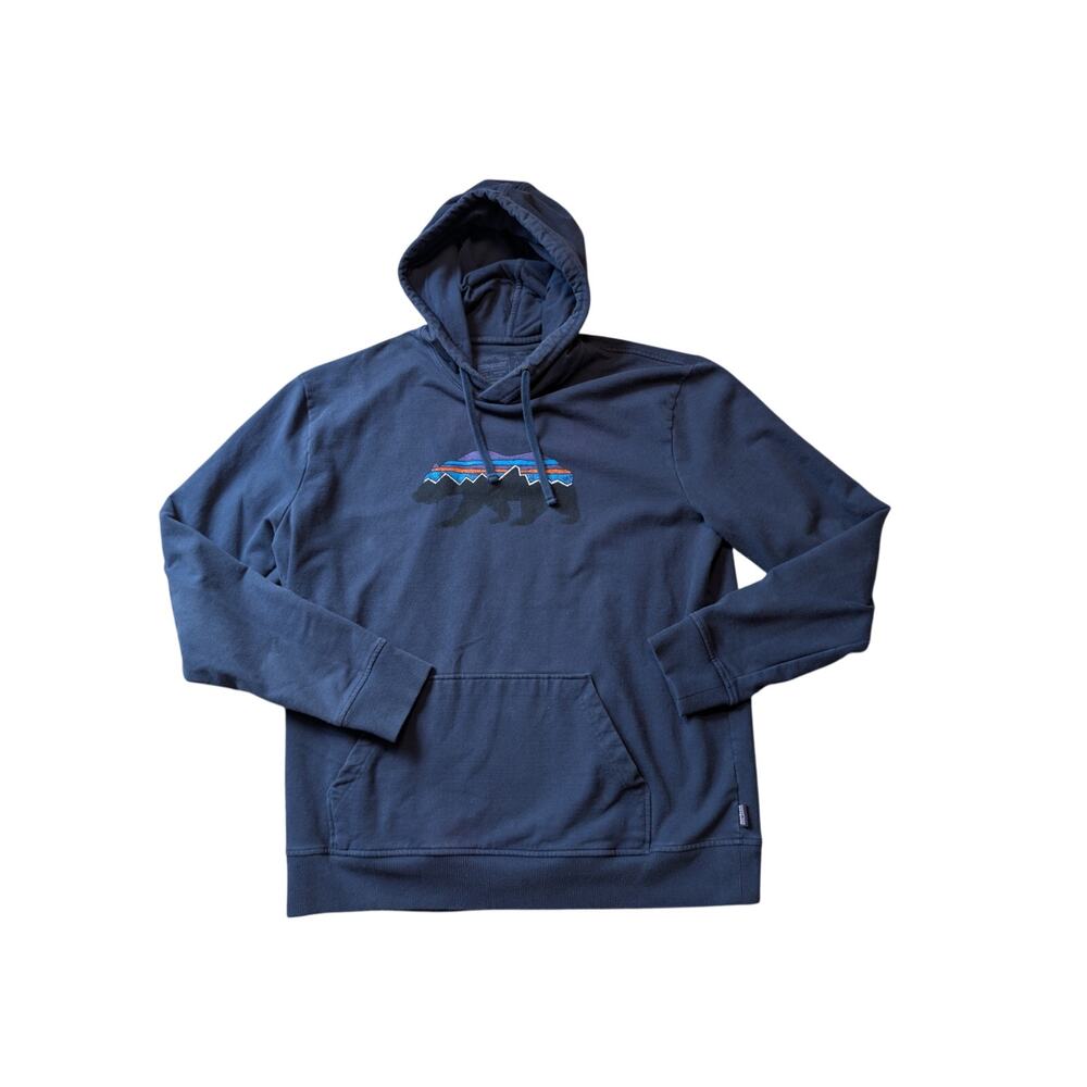 Patagonia Men’s Blue Cotton Hooded Long Sleeve Pullover Sweatshirt Size XL